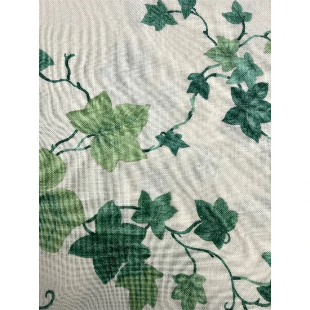Vintage Tablecloth Repurposed From Twin Sheet, Napkins, Green Ivy